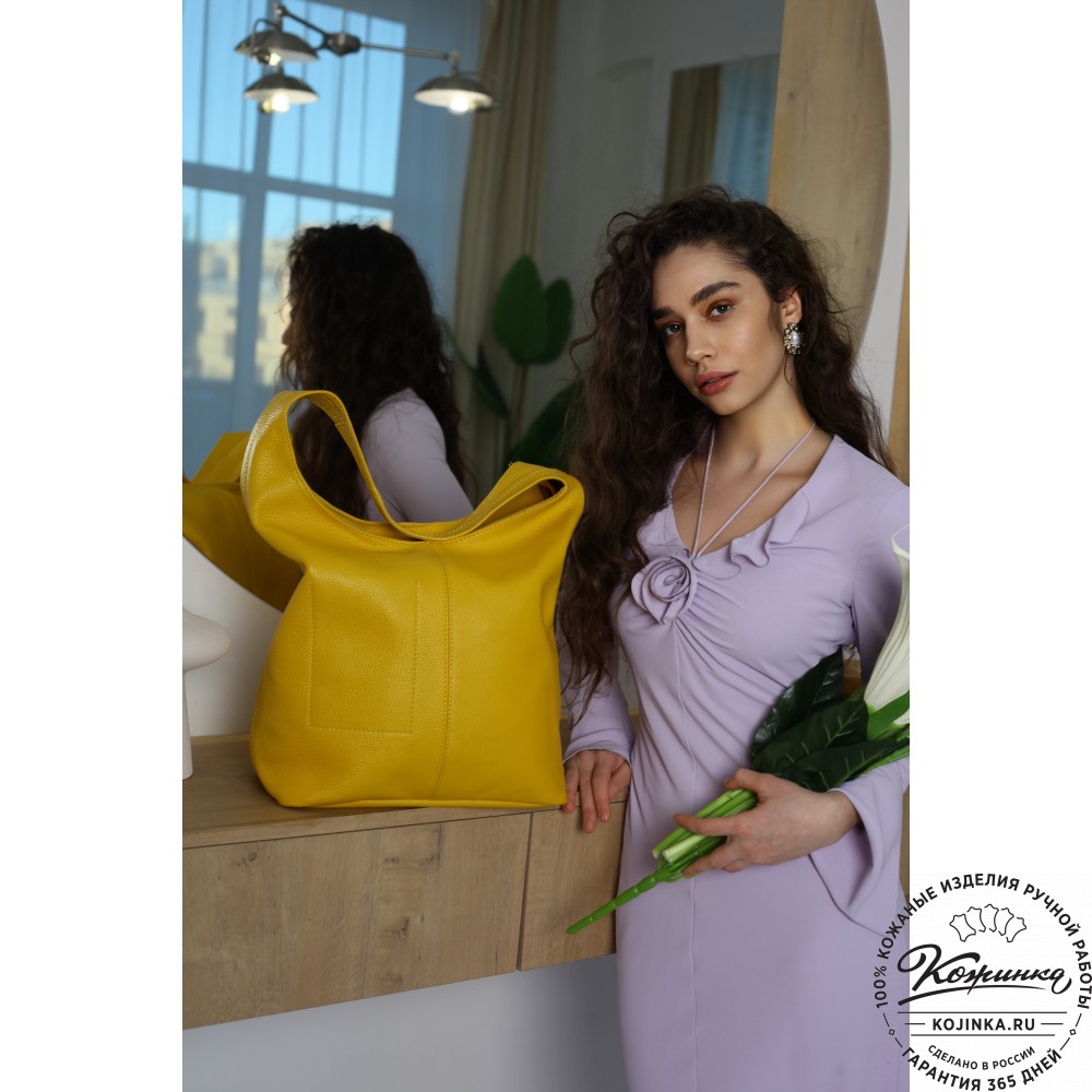 Женская кожаная сумка "Винтаж" (жёлтая) 